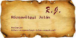 Rózsavölgyi Jolán névjegykártya
